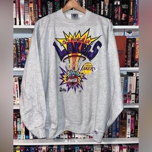 RARE DEAD STOCK Los Angeles Lakers Logo 7 Coca Cola Sweatshirt.